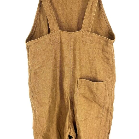 Beaton Linen Overalls Size XS Womens Brown Slip On Pocket Pants Canada Lagenlook - Picture 7 of 11